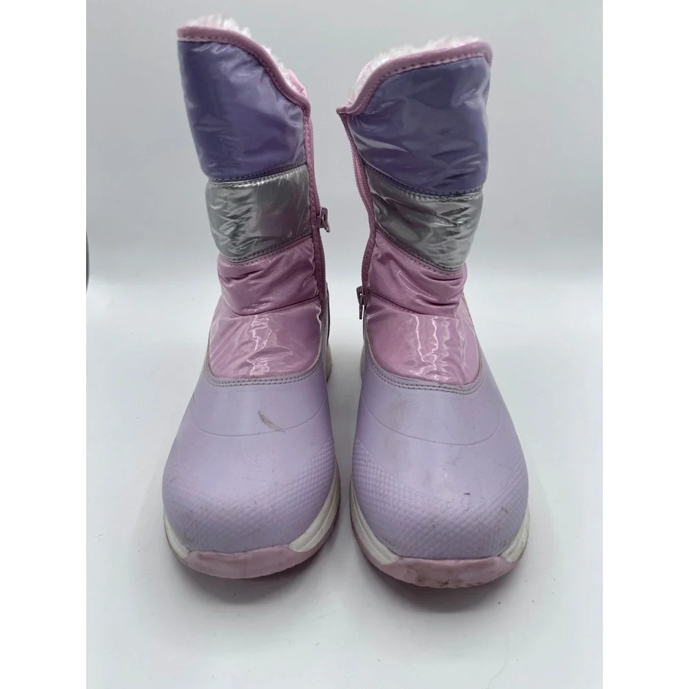 Wonder Nation 5 Purple Snow Boots Kids Faux Fur Lined Metallic Winter